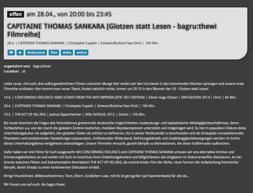 Glotzen statt Lesen - bagru:thewi Filmreihe in den Räumen der U5 Wien, Österreich, 28. April 2016