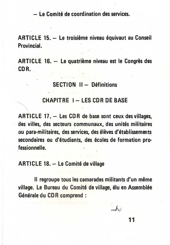  "Statut général des Comités de Défense de la Révolution" Conseil National de la Révolution, Haute-Volta, 17 mai 1984