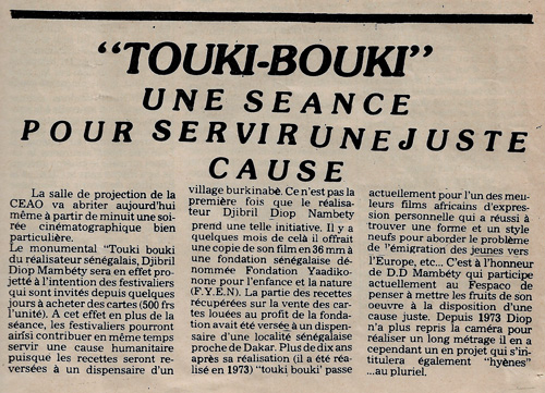 10e FESPACO  Sidwaya, N° 718, 24 février 1987 