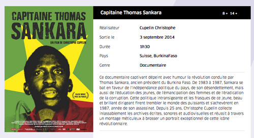 Sortie en salle, Suisse romande, 3 septembre - 23 décembre 2014