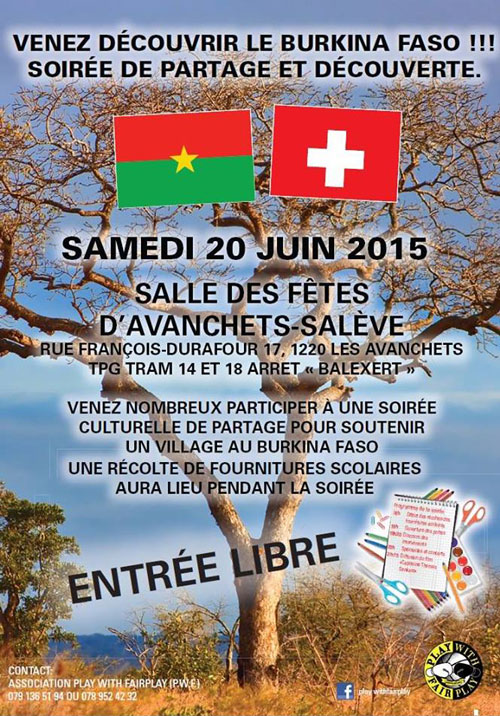 Soirée de soutien Association Play With Fair Play, Genève, 20 juin 2015