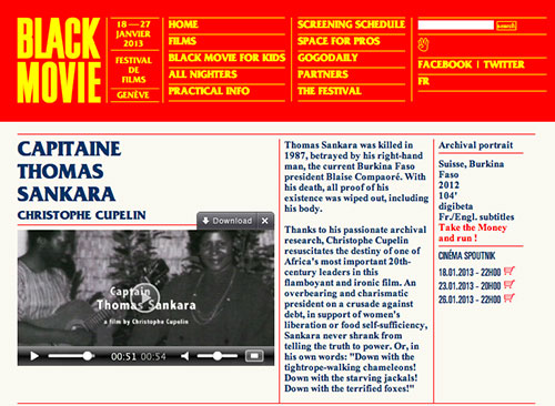 23e Black Movie Genève, Suisse, 18-27 janvier 2013