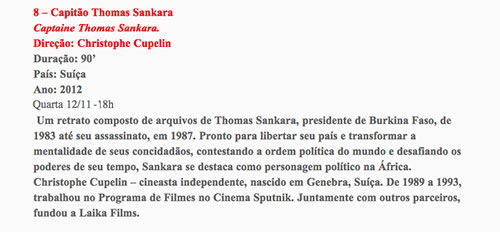 AFRICA HOJE, Mostra de Documentarios Africanos, Rio de Janeiro, Brésil, 4-12 novembre 2014