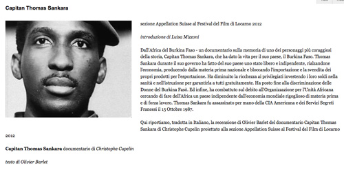 La visione del film si rende necessaria cronosferamagazine.com, introduzione di Luisa Mizzoni, testo di Olivier Barlet, septembre 2012