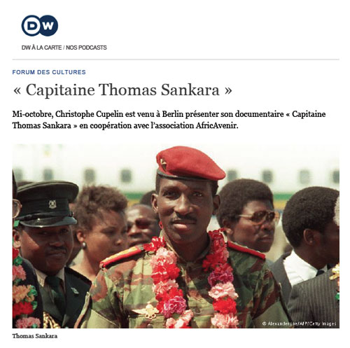 "Capitaine Thomas Sankara"  Deutsche Welle, Audrey Parmentier, 28 octobre 2013