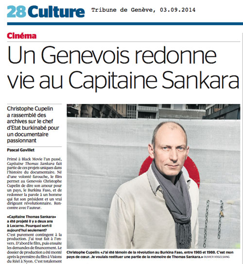 Tribune de Genève, Pascal Gavillet, 3 septembre 2014 