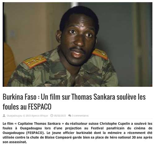 Burkina Faso : Un film sur Thomas Sankara soulève les foules au FESPACO agenceafrique.com, 5 mars 2015