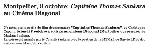 Séance spéciale en présence de Mariam Sankara Cinéma Diagonal, Montpellier, France, 8 octobre 2015, 19h50