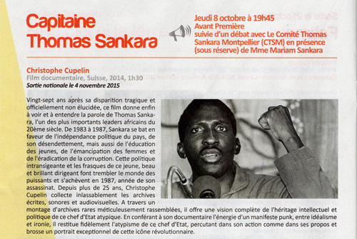 Séance spéciale en présence de Mariam Sankara Cinéma Diagonal, Montpellier, France, 8 octobre 2015, 19h50