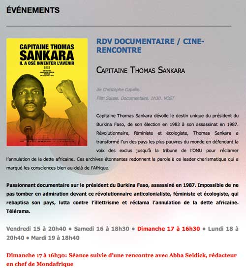 Le Blanc-Mesnil > Cinéma Louis Daquin • Vendredi 15 janvier à 20h40 • Samedi 16 janvier à 18h30 • Dimanche 17 janvier à 16h30 Rencontre avec Abba Seidick, rédacteur en chef de Mondafrique