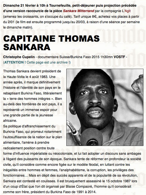 Projection & Théâtre Cinema Utopia, Tournefeuille, France, 21 février 2016