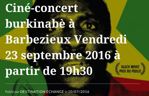 Soirée Cinéma animée par le Griots de Kossi Club de Barbezieux • Barbezieux-Saint-Hilaire • France Vendredi 23 septembre 2016 • 19h30