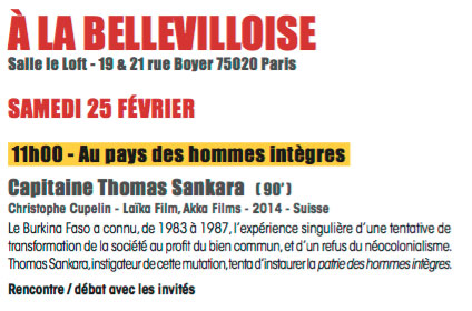 14e Festival Bobines Sociales  Paris, France, 26 février 2017, 11h "AU PAYS DES HOMMES INTEGRES" Rencontre débat avec les invités. La Bellevilloise, Salle Le Loft, 19 & 21 rue Boyer, 75020 Paris  